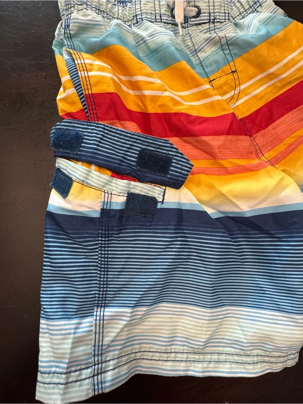 Kanu Surf Boys Multicolor Stripe Swim Trunks  Size M- Blue, Yellow, Red